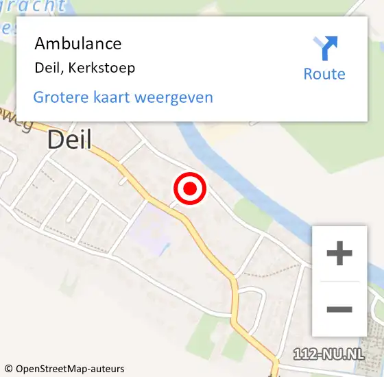 Locatie op kaart van de 112 melding: Ambulance Deil, Kerkstoep op 30 mei 2016 13:04