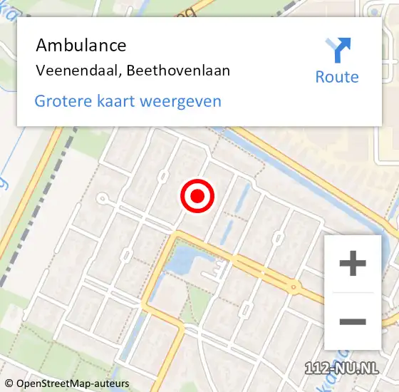 Locatie op kaart van de 112 melding: Ambulance Veenendaal, Beethovenlaan op 30 mei 2016 13:07