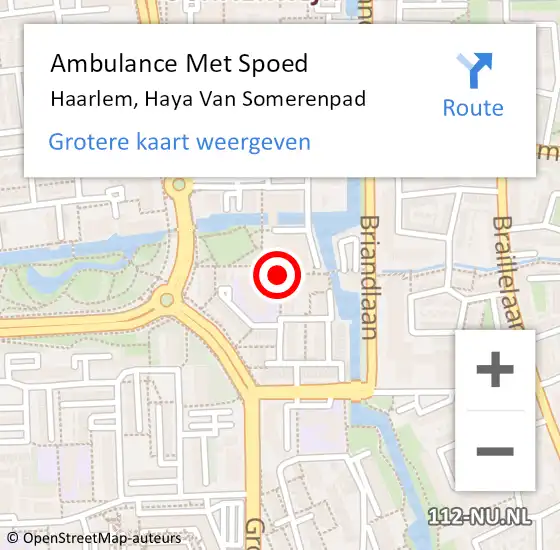 Locatie op kaart van de 112 melding: Ambulance Met Spoed Naar Haarlem, Haya Van Somerenpad op 30 mei 2016 13:54