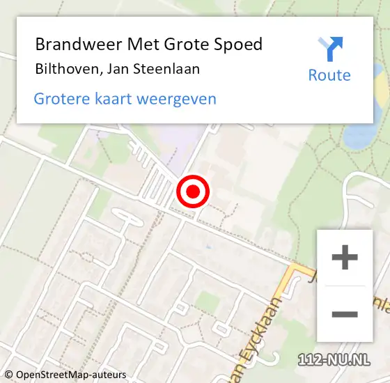 Locatie op kaart van de 112 melding: Brandweer Met Grote Spoed Naar Bilthoven, Jan Steenlaan op 30 mei 2016 14:47