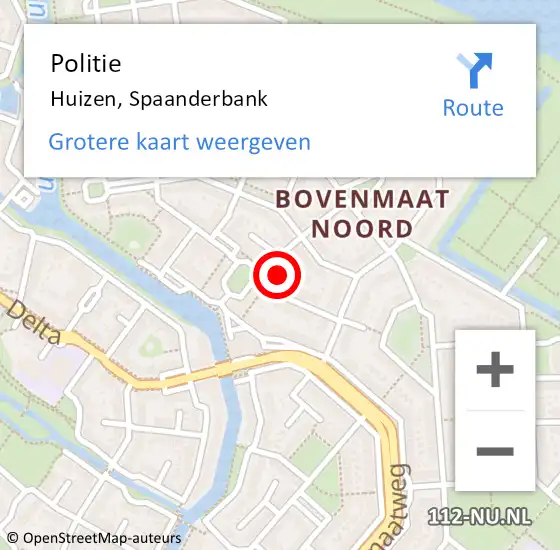 Locatie op kaart van de 112 melding: Politie Huizen, Spaanderbank op 30 mei 2016 14:59