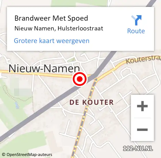 Locatie op kaart van de 112 melding: Brandweer Met Spoed Naar Nieuw Namen, Hulsterloostraat op 30 mei 2016 15:01