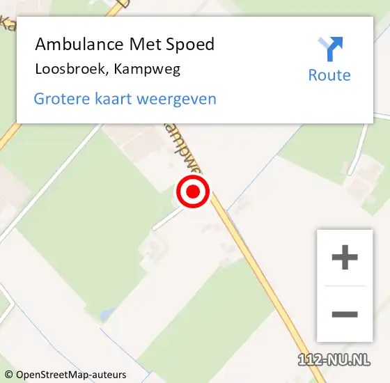 Locatie op kaart van de 112 melding: Ambulance Met Spoed Naar Loosbroek, Kampweg op 30 mei 2016 15:41