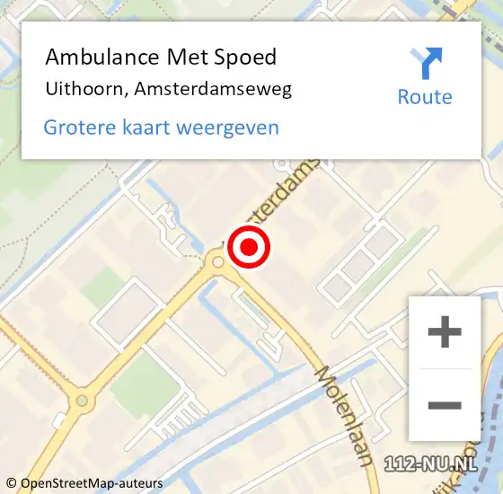 Locatie op kaart van de 112 melding: Ambulance Met Spoed Naar Uithoorn, Amsterdamseweg op 30 mei 2016 15:46