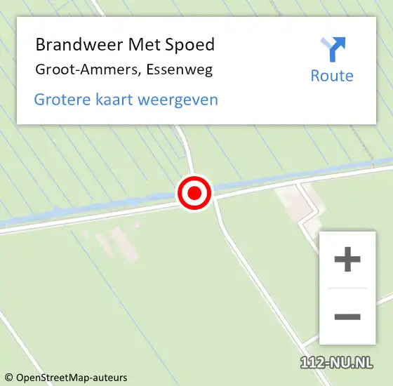 Locatie op kaart van de 112 melding: Brandweer Met Spoed Naar Groot-Ammers, Essenweg op 30 mei 2016 16:10