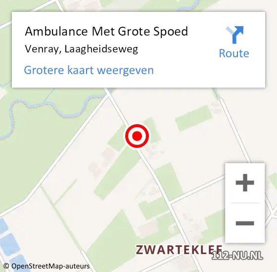 Locatie op kaart van de 112 melding: Ambulance Met Grote Spoed Naar Venray, Laagheidseweg op 16 december 2013 17:22