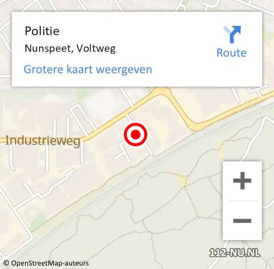 Locatie op kaart van de 112 melding: Politie Nunspeet, Voltweg op 30 mei 2016 16:39