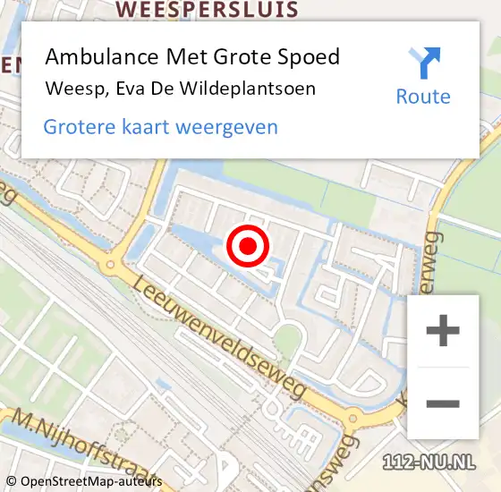 Locatie op kaart van de 112 melding: Ambulance Met Grote Spoed Naar Weesp, Eva De Wildeplantsoen op 16 december 2013 17:23