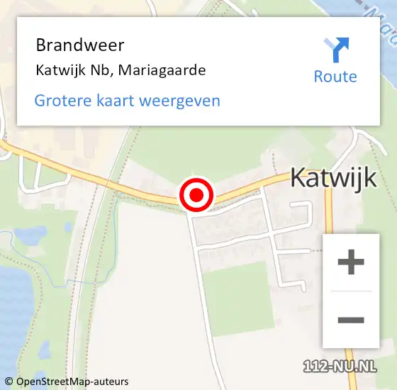 Locatie op kaart van de 112 melding: Brandweer Katwijk Nb, Mariagaarde op 30 mei 2016 16:50