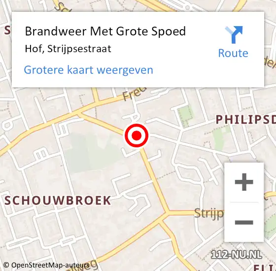 Locatie op kaart van de 112 melding: Brandweer Met Grote Spoed Naar Hof, Strijpsestraat op 30 mei 2016 17:14