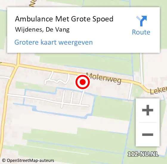 Locatie op kaart van de 112 melding: Ambulance Met Grote Spoed Naar Wijdenes, De Vang op 30 mei 2016 17:38