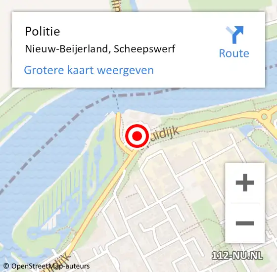 Locatie op kaart van de 112 melding: Politie Nieuw-Beijerland, Scheepswerf op 30 mei 2016 17:50