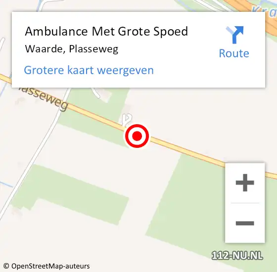 Locatie op kaart van de 112 melding: Ambulance Met Grote Spoed Naar Waarde, Plasseweg op 16 september 2013 11:06