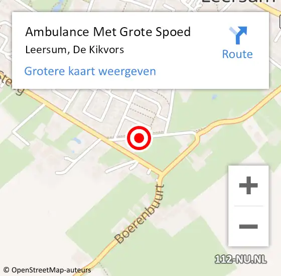 Locatie op kaart van de 112 melding: Ambulance Met Grote Spoed Naar Leersum, De Kikvors op 30 mei 2016 17:57