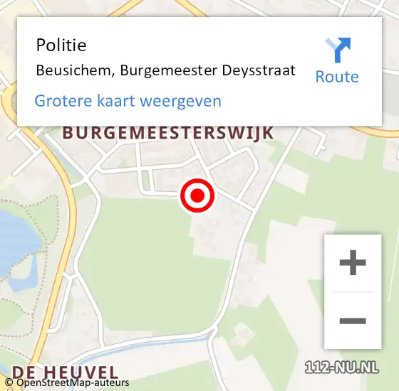 Locatie op kaart van de 112 melding: Politie Beusichem, Burgemeester Deysstraat op 30 mei 2016 18:19