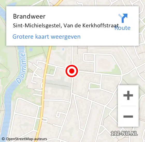 Locatie op kaart van de 112 melding: Brandweer Sint-Michielsgestel, Van de Kerkhoffstraat op 30 mei 2016 18:20