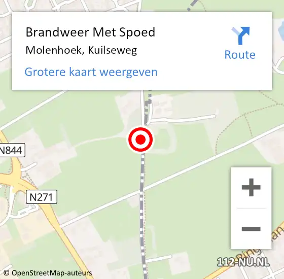 Locatie op kaart van de 112 melding: Brandweer Met Spoed Naar Molenhoek, Kuilseweg op 30 mei 2016 18:48
