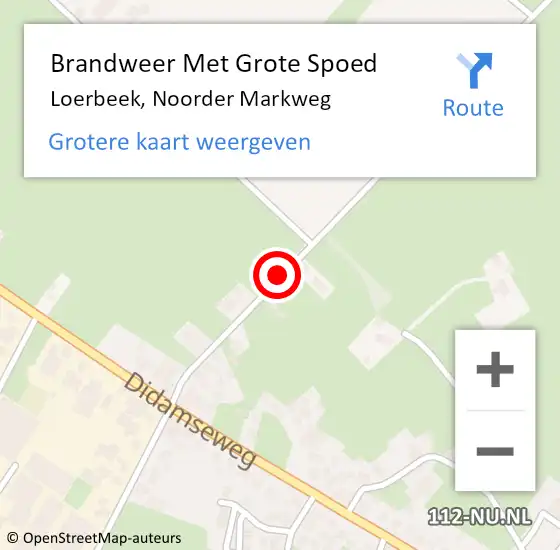 Locatie op kaart van de 112 melding: Brandweer Met Grote Spoed Naar Loerbeek, Noorder Markweg op 30 mei 2016 19:10