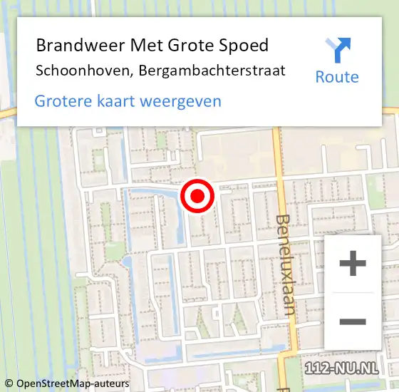 Locatie op kaart van de 112 melding: Brandweer Met Grote Spoed Naar Schoonhoven, Bergambachterstraat op 30 mei 2016 19:26