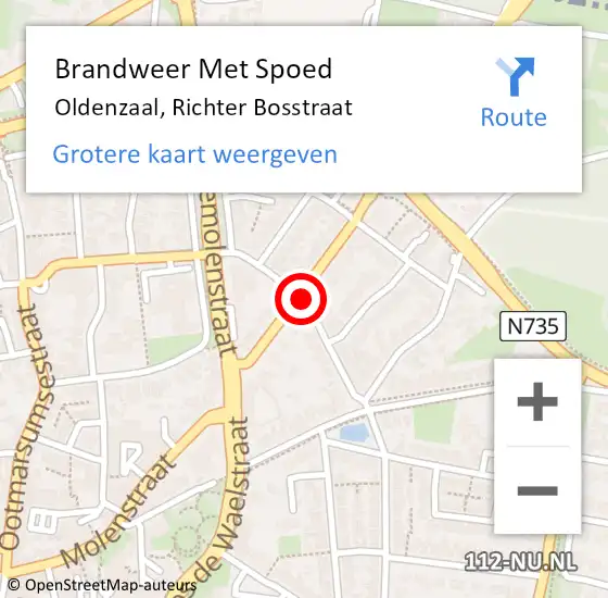 Locatie op kaart van de 112 melding: Brandweer Met Spoed Naar Oldenzaal, Richter Bosstraat op 30 mei 2016 19:42