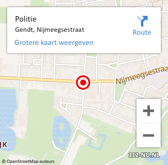 Locatie op kaart van de 112 melding: Politie Gendt, Nijmeegsestraat op 16 december 2013 17:46