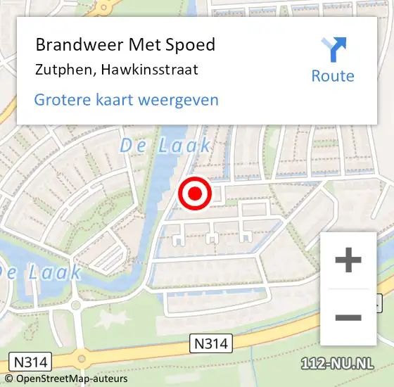 Locatie op kaart van de 112 melding: Brandweer Met Spoed Naar Zutphen, Hawkinsstraat op 30 mei 2016 20:07