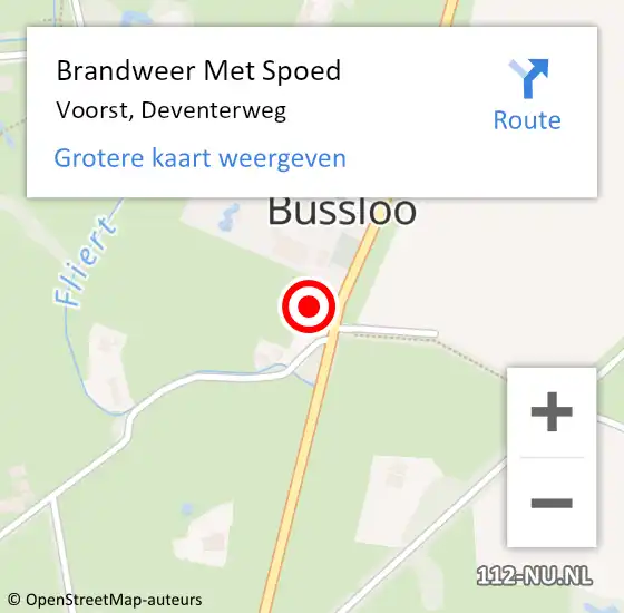 Locatie op kaart van de 112 melding: Brandweer Met Spoed Naar Voorst, Deventerweg op 30 mei 2016 20:10