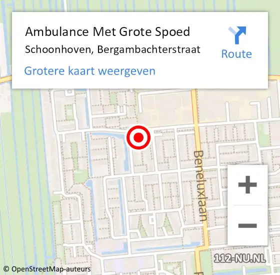 Locatie op kaart van de 112 melding: Ambulance Met Grote Spoed Naar Schoonhoven, Bergambachterstraat op 30 mei 2016 20:11