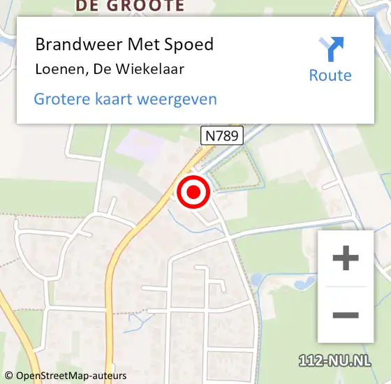 Locatie op kaart van de 112 melding: Brandweer Met Spoed Naar Loenen, De Wiekelaar op 30 mei 2016 20:32