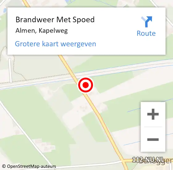 Locatie op kaart van de 112 melding: Brandweer Met Spoed Naar Almen, Kapelweg op 30 mei 2016 20:37