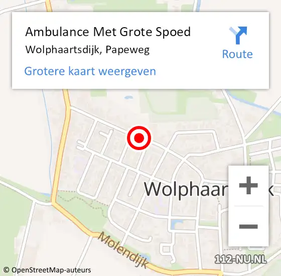 Locatie op kaart van de 112 melding: Ambulance Met Grote Spoed Naar Wolphaartsdijk, Papeweg op 30 mei 2016 20:39