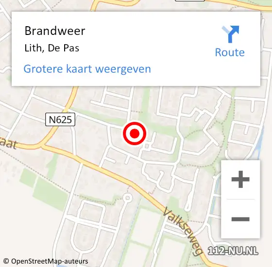 Locatie op kaart van de 112 melding: Brandweer Lith, De Pas op 30 mei 2016 20:48