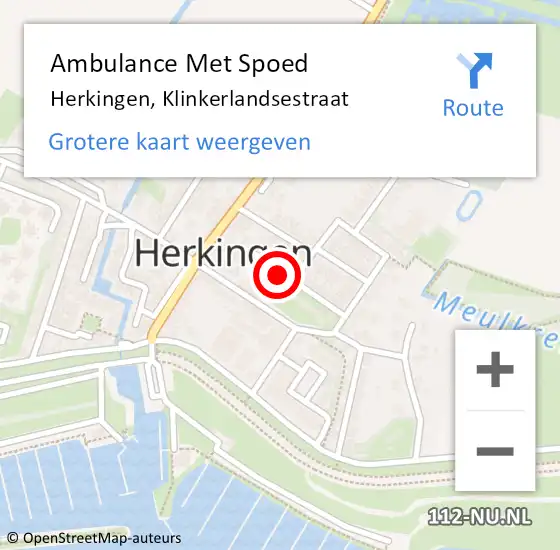 Locatie op kaart van de 112 melding: Ambulance Met Spoed Naar Herkingen, Klinkerlandsestraat op 30 mei 2016 21:18