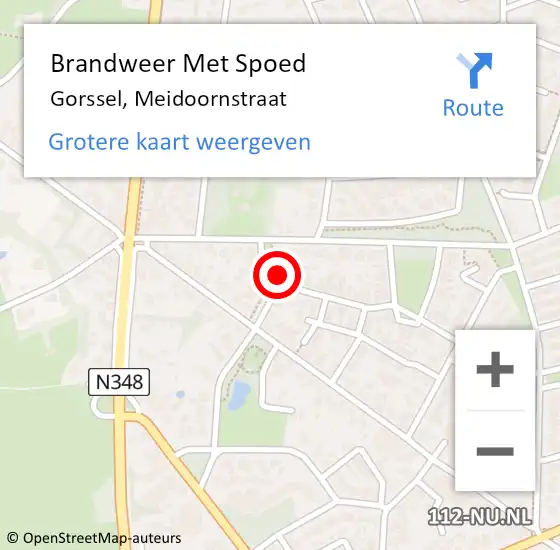 Locatie op kaart van de 112 melding: Brandweer Met Spoed Naar Gorssel, Meidoornstraat op 30 mei 2016 21:31