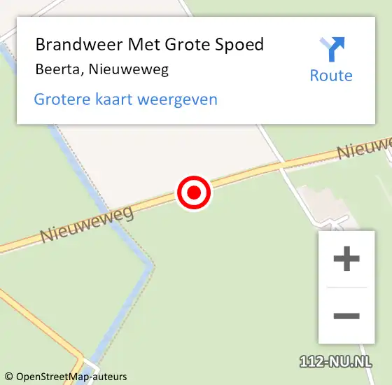 Locatie op kaart van de 112 melding: Brandweer Met Grote Spoed Naar Beerta, Nieuweweg op 30 mei 2016 21:36