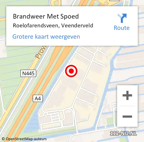 Locatie op kaart van de 112 melding: Brandweer Met Spoed Naar Roelofarendsveen, Veenderveld op 30 mei 2016 21:39