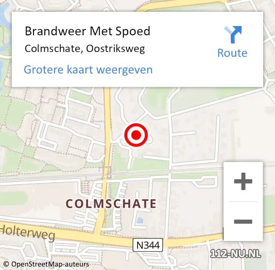 Locatie op kaart van de 112 melding: Brandweer Met Spoed Naar Colmschate, Oostriksweg op 30 mei 2016 21:46