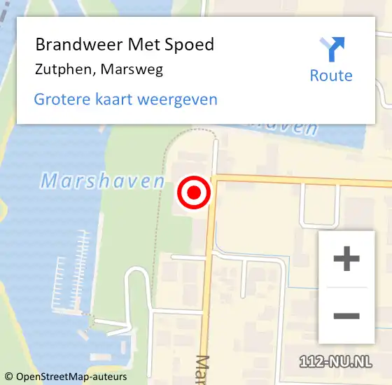 Locatie op kaart van de 112 melding: Brandweer Met Spoed Naar Zutphen, Marsweg op 30 mei 2016 22:00