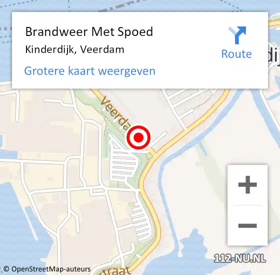 Locatie op kaart van de 112 melding: Brandweer Met Spoed Naar Kinderdijk, Veerdam op 30 mei 2016 23:44