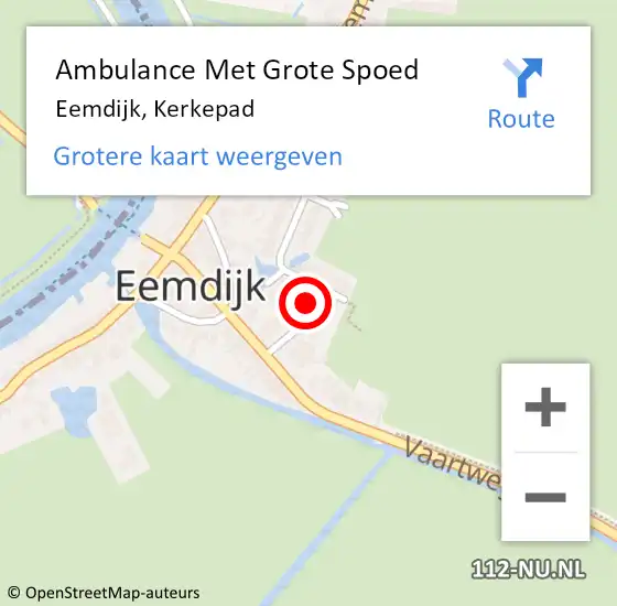 Locatie op kaart van de 112 melding: Ambulance Met Grote Spoed Naar Eemdijk, Kerkepad op 31 mei 2016 00:02