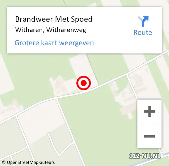 Locatie op kaart van de 112 melding: Brandweer Met Spoed Naar Witharen, Witharenweg op 31 mei 2016 00:10