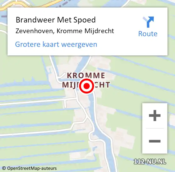 Locatie op kaart van de 112 melding: Brandweer Met Spoed Naar Zevenhoven, Kromme Mijdrecht op 31 mei 2016 00:18