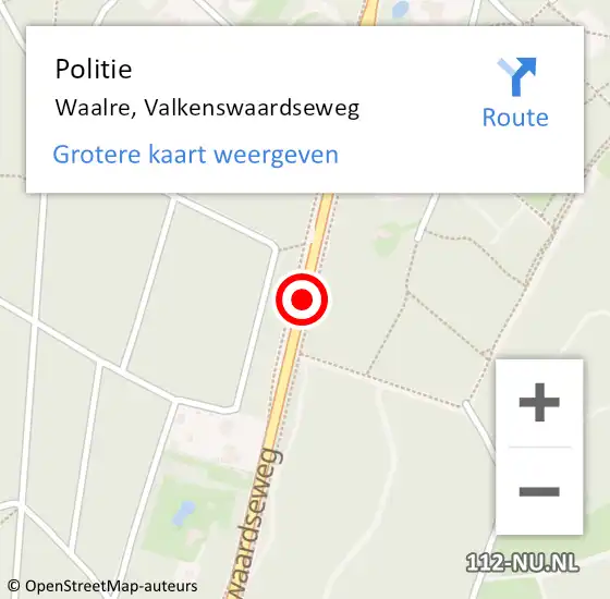 Locatie op kaart van de 112 melding: Politie Waalre, Valkenswaardseweg op 31 mei 2016 00:53