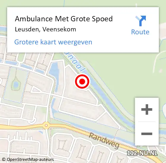 Locatie op kaart van de 112 melding: Ambulance Met Grote Spoed Naar Leusden, Veensekom op 31 mei 2016 01:10