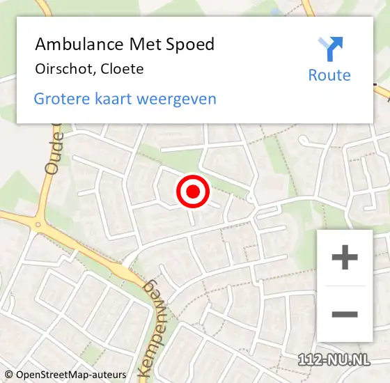 Locatie op kaart van de 112 melding: Ambulance Met Spoed Naar Oirschot, Cloete op 31 mei 2016 03:07