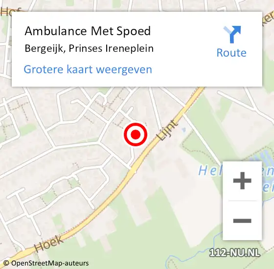 Locatie op kaart van de 112 melding: Ambulance Met Spoed Naar Bergeijk, Prinses Ireneplein op 31 mei 2016 04:42