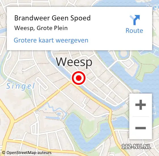 Locatie op kaart van de 112 melding: Brandweer Geen Spoed Naar Weesp, Grote Plein op 31 mei 2016 05:40