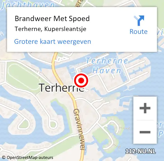 Locatie op kaart van de 112 melding: Brandweer Met Spoed Naar Terherne, Kupersleantsje op 31 mei 2016 08:53