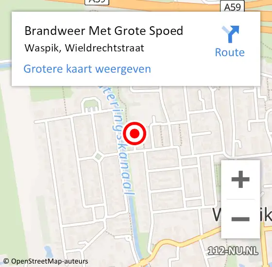 Locatie op kaart van de 112 melding: Brandweer Met Grote Spoed Naar Waspik, Wieldrechtstraat op 31 mei 2016 11:27