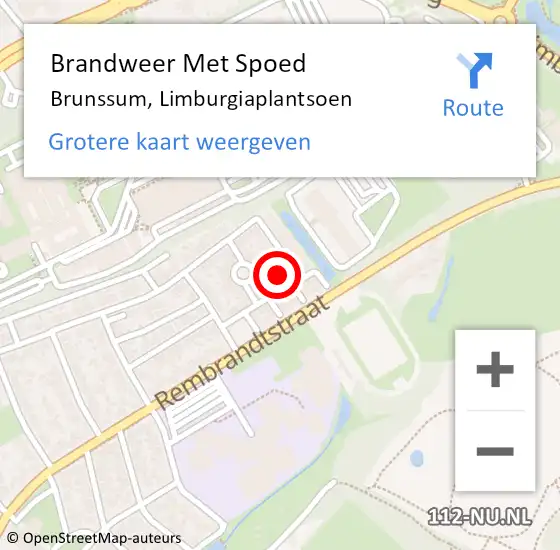 Locatie op kaart van de 112 melding: Brandweer Met Spoed Naar Brunssum, Limburgiaplantsoen op 31 mei 2016 12:30